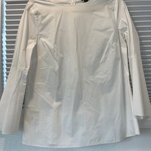 Ann Taylor crisp white blouse with bell sleeves.